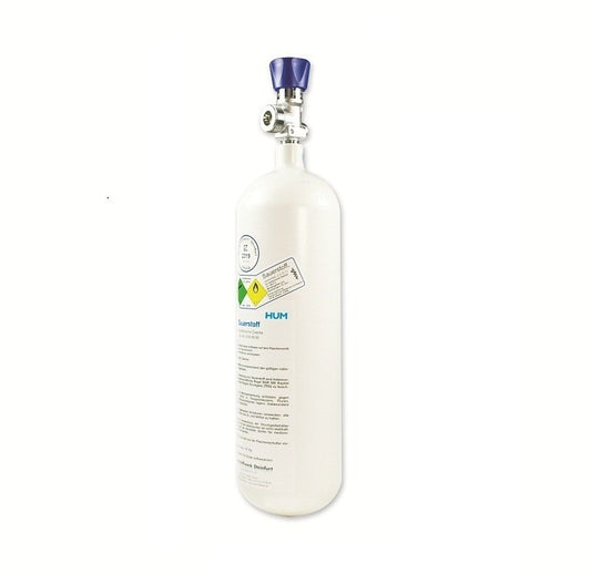 Sauerstoffflasche Leichtstahl, gefüllt 1 Liter