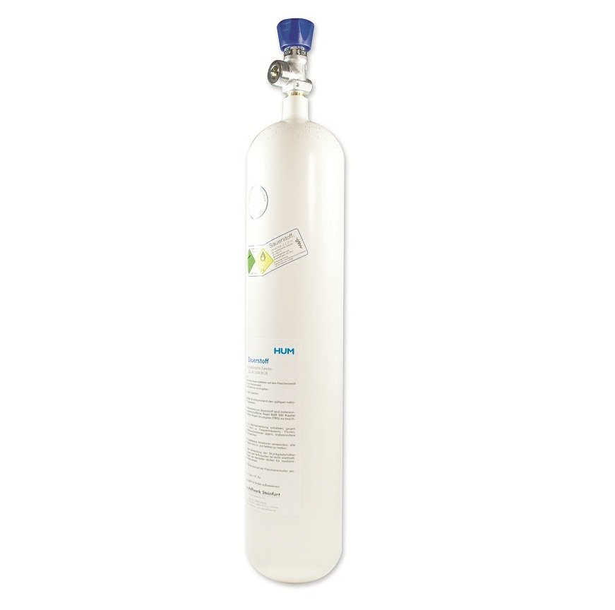 Sauerstoffflasche Leichtstahl, gefüllt 10 Liter